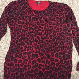 George brand red leopard sweater xl